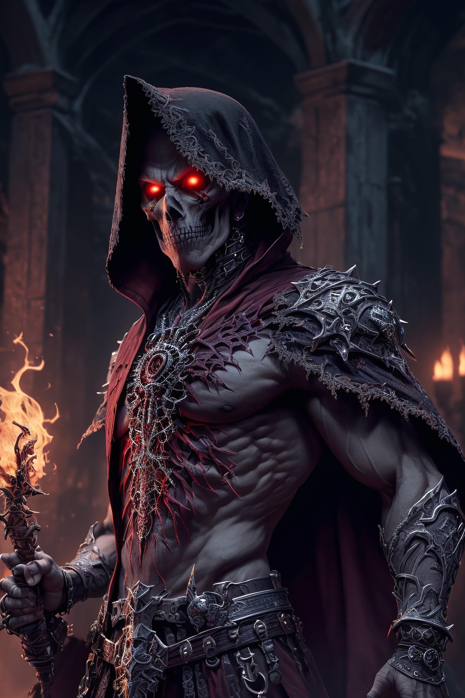(extremely detailed 8k wallpaper),a medium shot photo of a fearful necromancer, intricate, high detail, dramatic