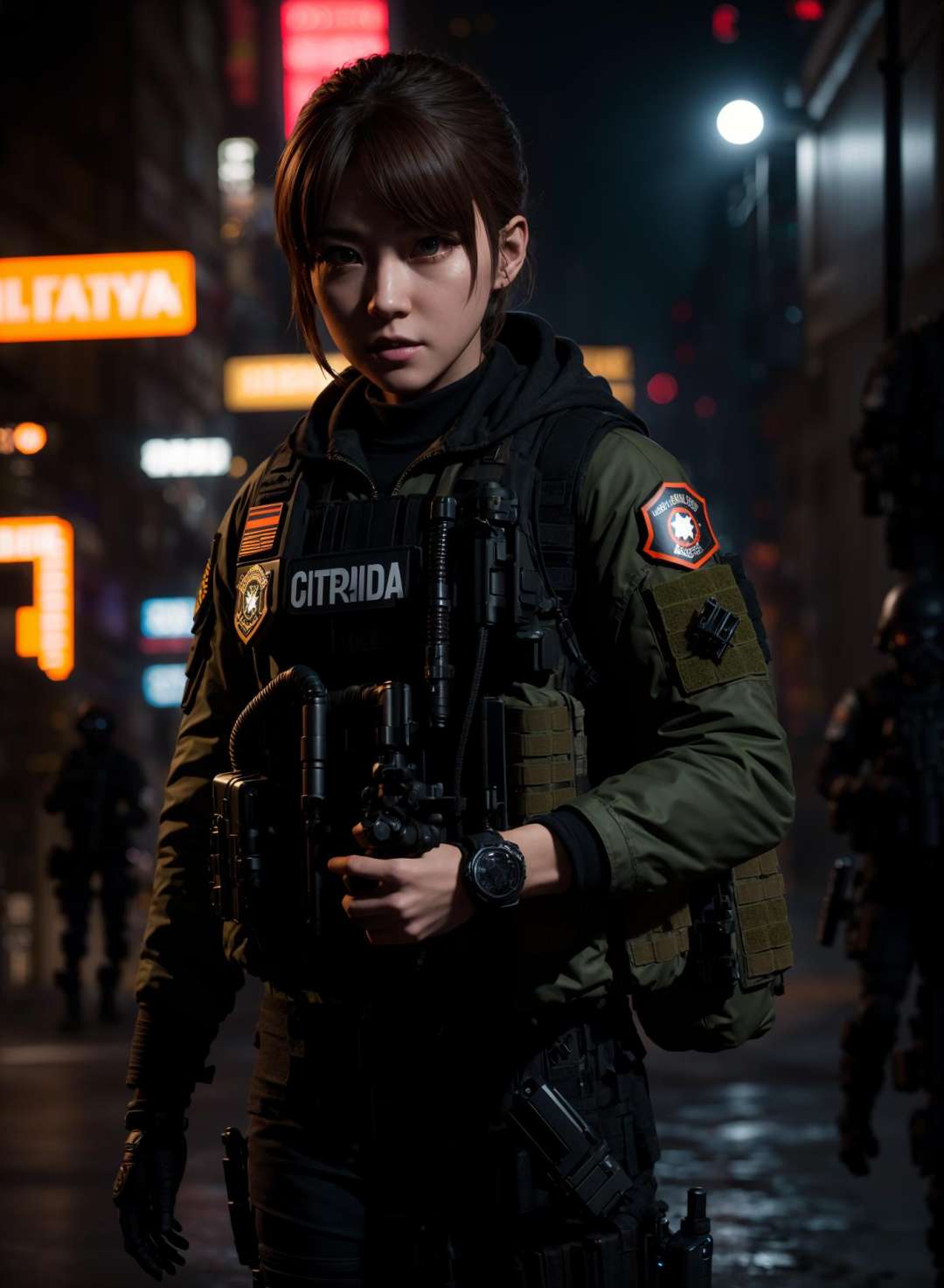 newyork city in biohazard environment , special forces soldier style // delicate colorful 3D model of anime girl cosplay as an agent in The Division series game, tacticool agent outfit, fantasy model