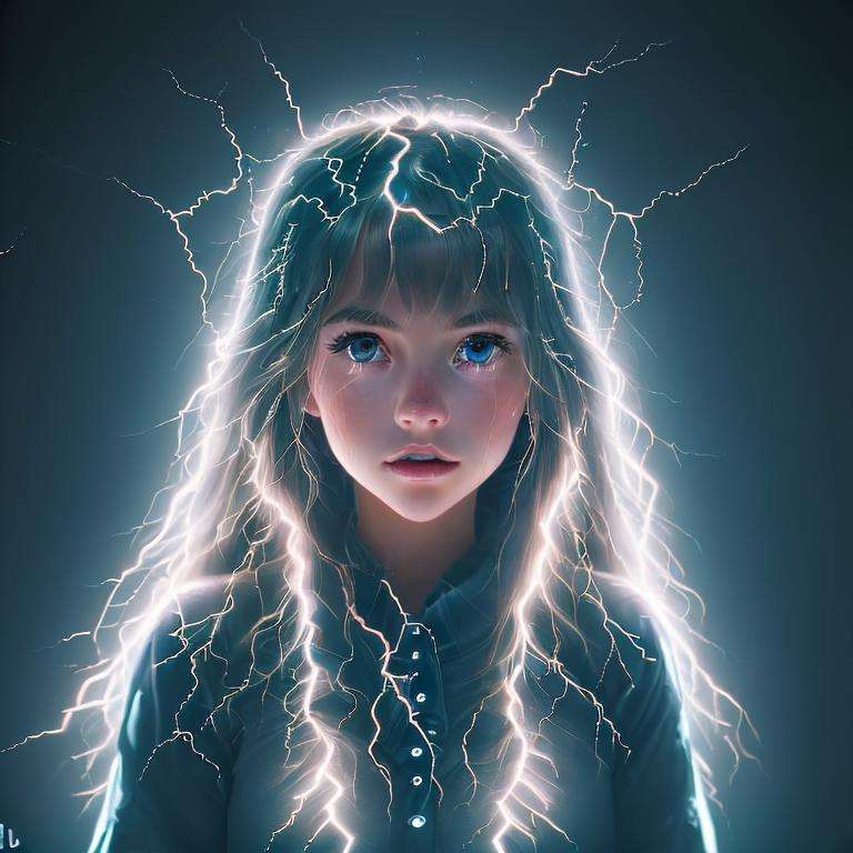 close-up portrait photo MaeAI girl in a lightning forest, hyper detailed, intricate <lyco:DonMl1ghtning:0.8>