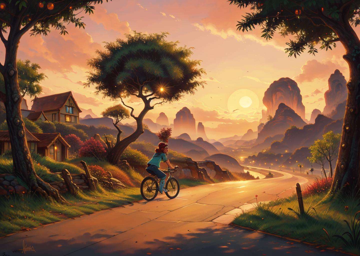 a Street bike in Pandora's Box landscape at Sunset