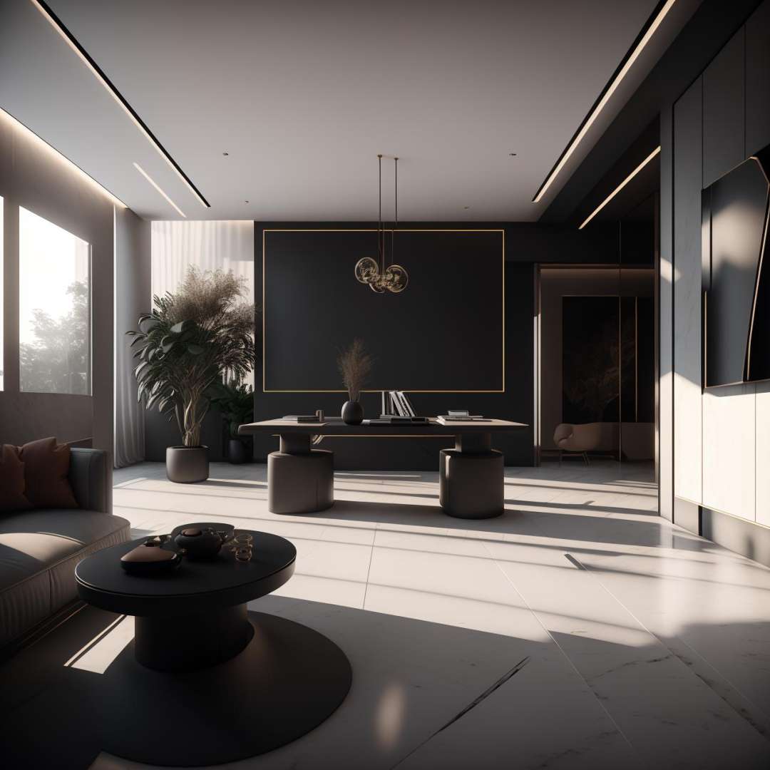 (masterpiece),(high quality), best quality, real,(realistic), super detailed, (full detail),(4k),8k,interior,(office),black<lora:XSarchitectural-36ChineseInteriorDecoration:1>