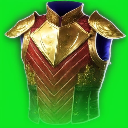 bg3 item icon, leather armor with red and gold accents,  <lora:bg3_items_offset:1>BREAKgreen background 