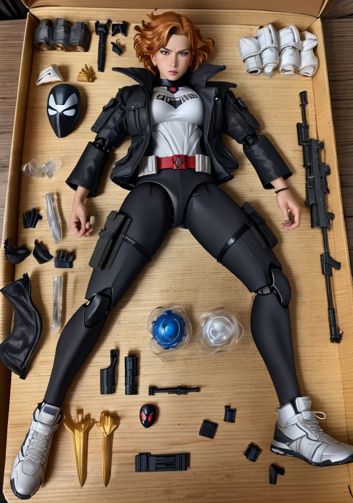 (Dutch angle:1.3), (ActionFigureQuiron style), Black Widow \(Marvel\) ,  action figure box,   no humans, (reference sheet:1.1),  <lora:quiron_ActionFigure_v1_Lora:1.18>