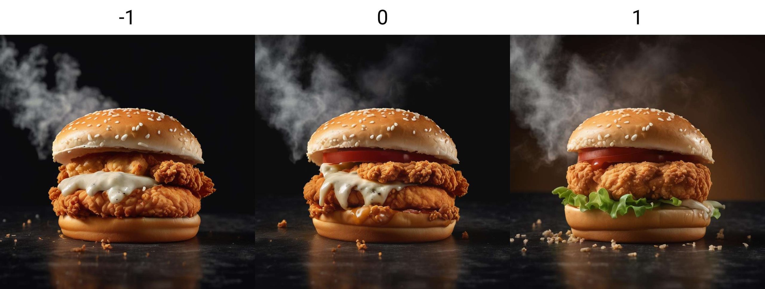 <lora:neg4all_xl_bdsqlsz_V5:-1>kfc chicken burger, dark background, quality photo, fried chicken, studio photo, steaming