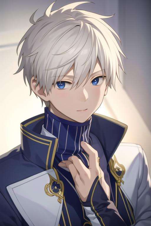 masterpiece, best quality, high quality, <lora:zen_wistalia:0.75>, zen_wistalia, 1boy, solo, male focus, looking at viewer, white_hair, anime coloring