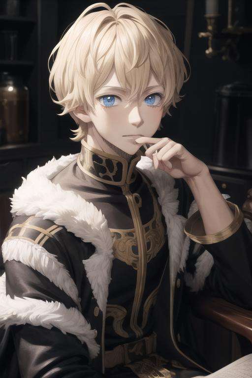 masterpiece, best quality, high quality, 1boy, solo, male focus, looking at viewer, upper body, <lora:lemiel_silvamillion_clover:0.70>, lemiel_silvamillion_clover, blue eyes, blonde hair,