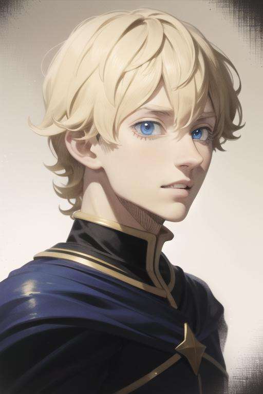 masterpiece, best quality, high quality, 1boy, solo, male focus, looking at viewer, upper body, <lora:lemiel_silvamillion_clover:0.74>, lemiel_silvamillion_clover, blue eyes, blonde hair,