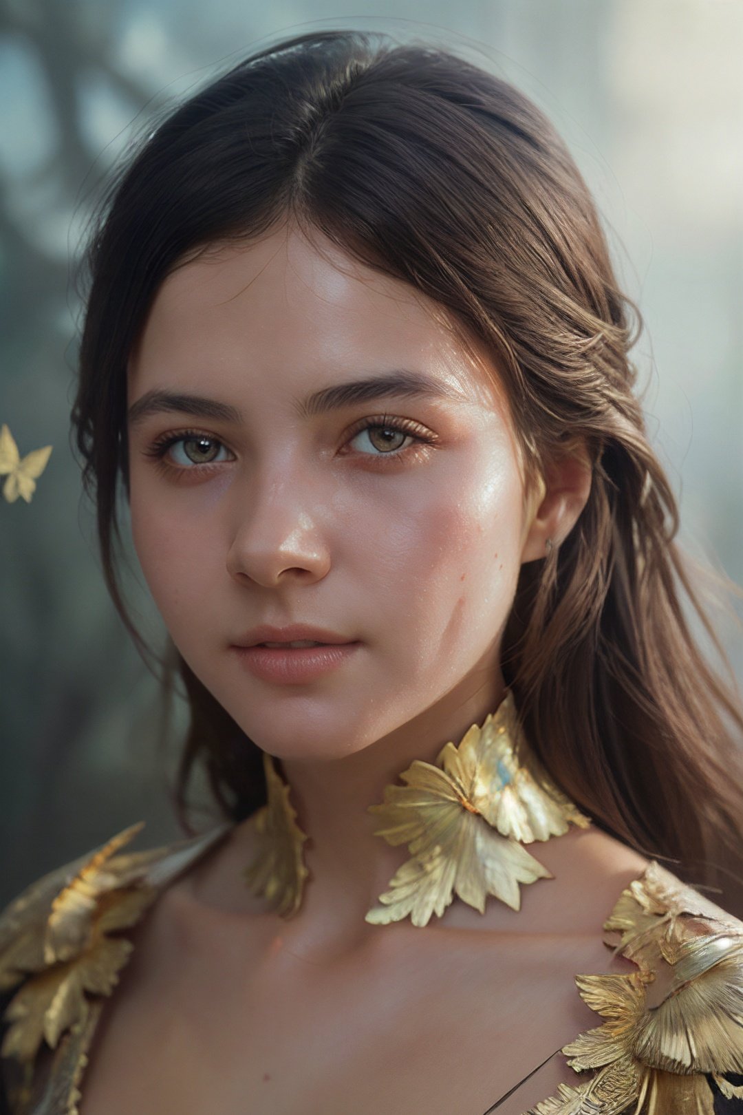 8k portrait of beautiful cyborg with brown hair, intricate, elegant, highly detailed, majestic, digital photography, art by artgerm and ruan jia and greg rutkowski surreal painting gold butterfly filigree, broken glass, (masterpiece, sidelighting, finely detailed beautiful eyes: 1.2), hdr,,    <lora:bul4n_v6:0.8>