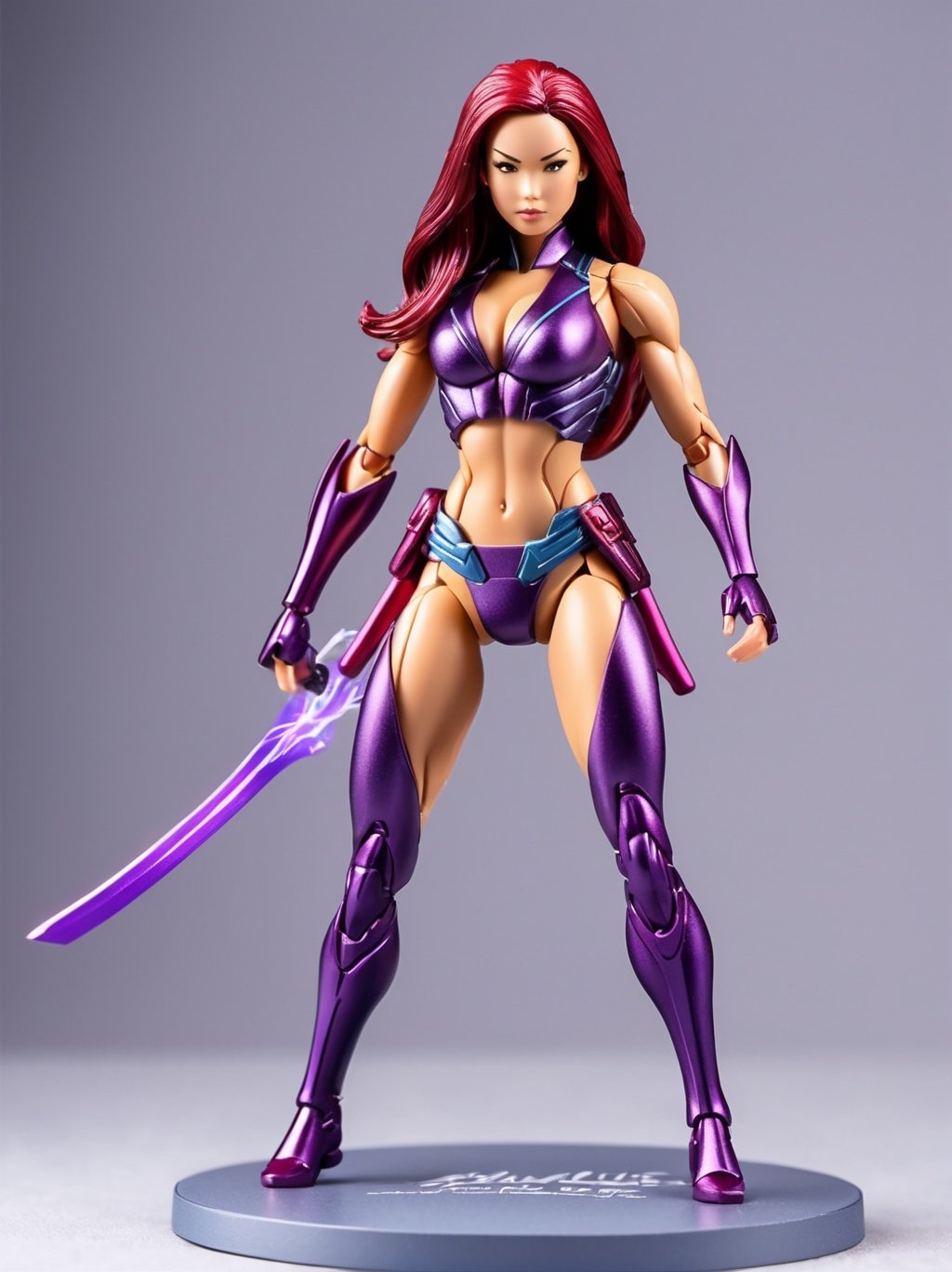 ActionFigureQuiron style, action figure, toy, doll, character print, (best quality:1.15), (masterpiece:1.15), (detailed:1.15), (realistic:1.2), (intricate:1.4), simple background, cover page, card, in a gift box, no humans, ( psylocke ), gift box, playset, in a box, full body, toy playset pack, in a gift box, premium playset toy box,<lyco:SDXL1.0_quiron_ActionFigure_v3_lycoris:0.57>