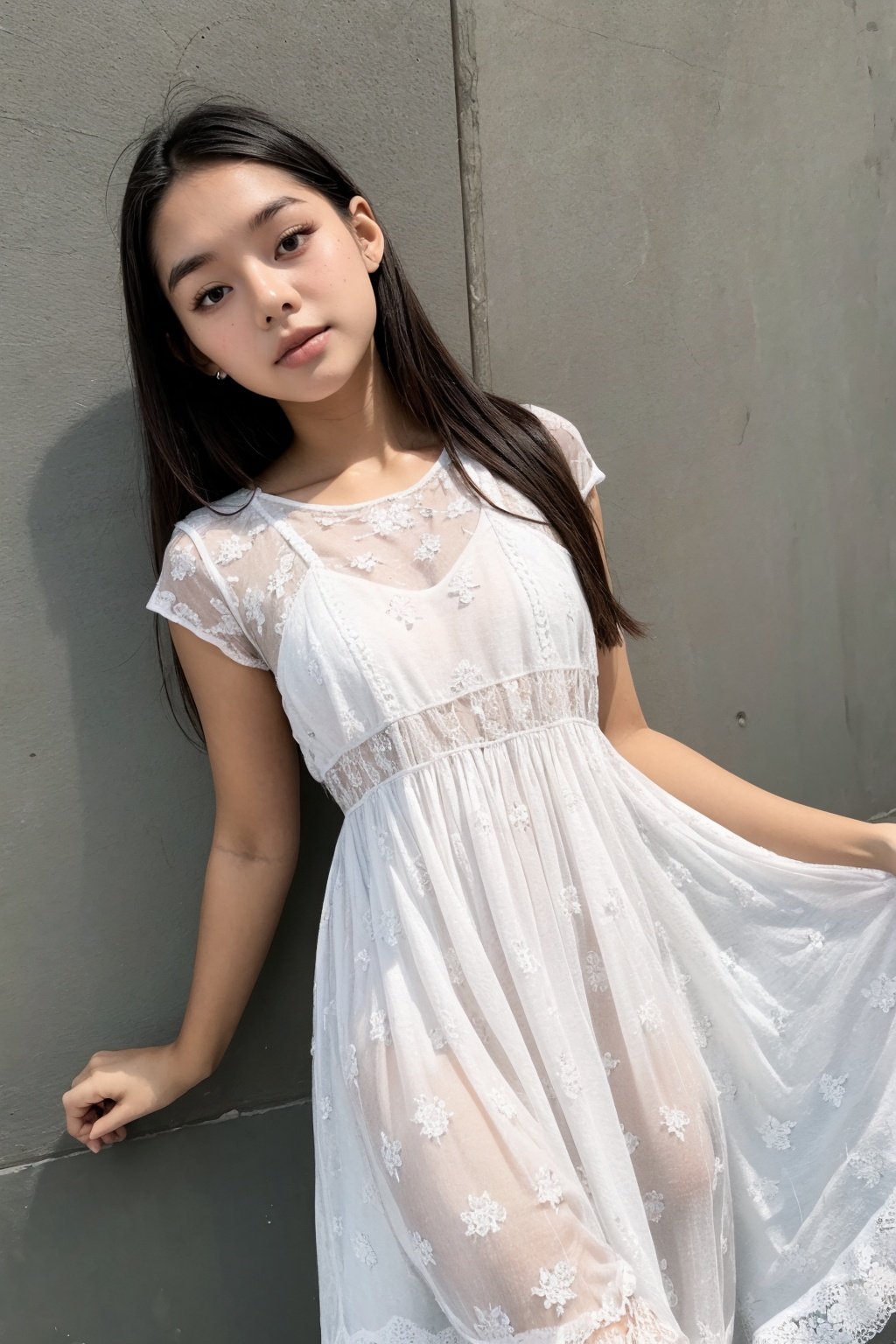 (16 years old girl), medium shot, baby dress