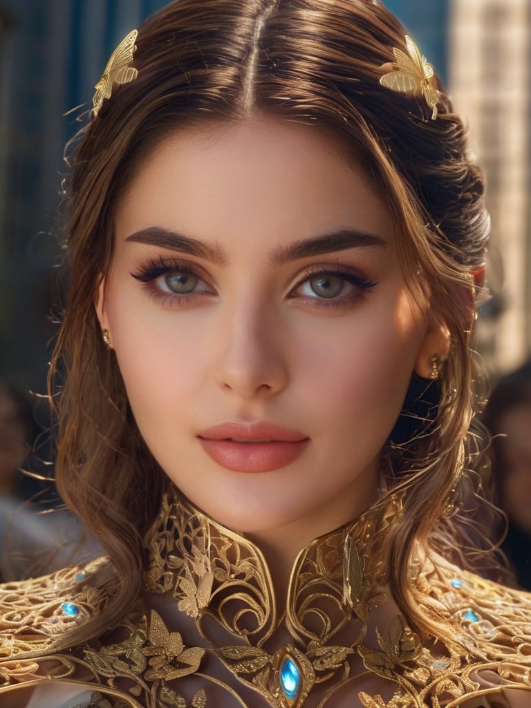 cinematic film still photo, 8k portrait of beautiful cyborg with brown hair, intricate, elegant, highly detailed, majestic, digital photography, art by artgerm and ruan jia and greg rutkowski surreal painting gold butterfly filigree, broken glass, (masterpiece, sidelighting, finely detailed beautiful eyes: 1.2), hdr, realistic, high definition, . shallow depth of field, vignette, highly detailed, high budget Hollywood movie, bokeh, cinemascope, moody, epic, gorgeous, film grain, grainy <lora:h4n3n_SDXL_v1-000007:1>
