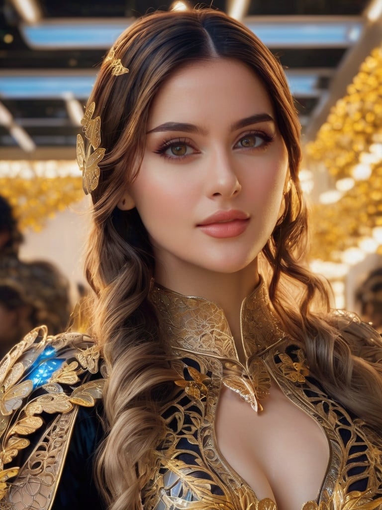 cinematic film still photo, 8k portrait of beautiful cyborg with brown hair, intricate, elegant, highly detailed, majestic, digital photography, art by artgerm and ruan jia and greg rutkowski surreal painting gold butterfly filigree, broken glass, (masterpiece, sidelighting, finely detailed beautiful eyes: 1.2), hdr, realistic, high definition, . shallow depth of field, vignette, highly detailed, high budget Hollywood movie, bokeh, cinemascope, moody, epic, gorgeous, film grain, grainy <lora:h4n3n_SDXL_v1-000007:1>