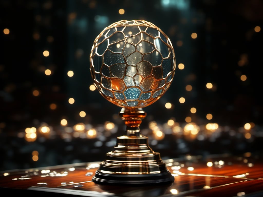 BJ_3D_trophy, blurry, no_humans, night, depth_of_field, blurry_background, scenery, reflection, light, bokeh, still_life,3D Model,8k,digital photography,masterpiece,sidelighting,hdr,realistic,(high definition:1.2),(best quality, masterpiece, photorealistic, realistic),(finely detailed beautiful eyes:1.2),<lora:3D_trophy_SDXL_test:1>,