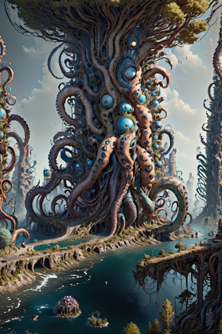 <lora:biopunk_xl:1>biopunk style, no humans, scenery, fantasy, monster, tree, tentacles, ultra sharp,8k, detailed