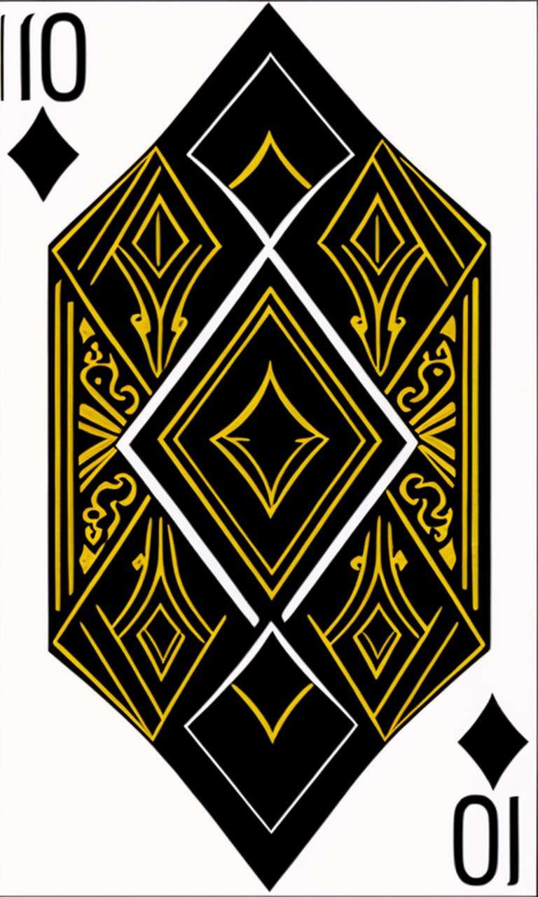 a playing card by Art Nouveau, Neo-Gothic, gothic, playing cards, rich deep moody colors that are related to water , a playing card (( 10_of_diamonds  )), a playing card , Dosso Dossi, angular, a screenshot, rayonism 