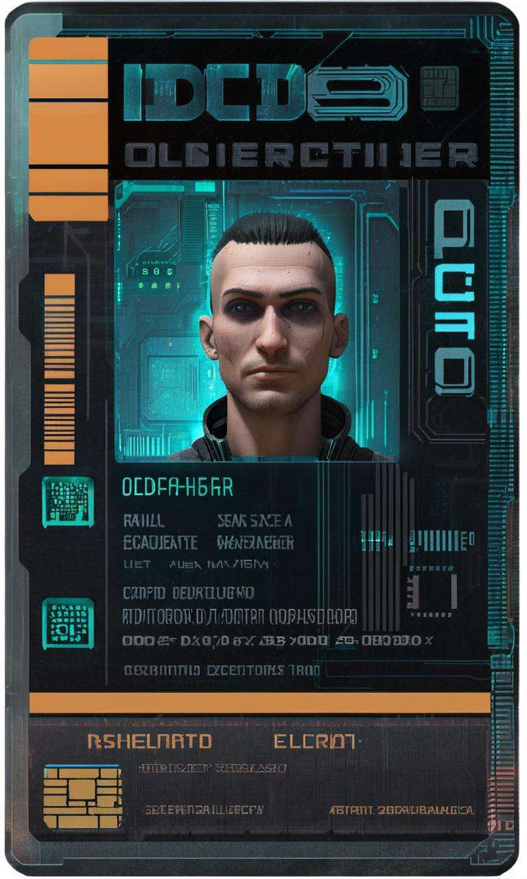 a scan of an ID , Altichiero, detailed product photo, a character portrait, new objectivity , cyberpunk style , <lora:Cyber_ID_sdxl:1.0>
