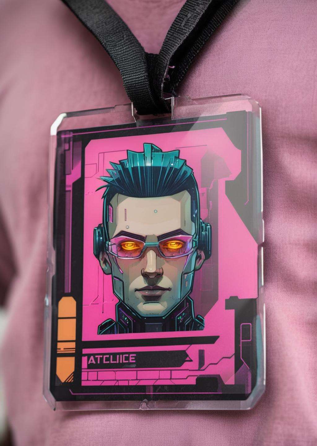 a badge , Altichiero, detailed product photo, a character portrait, new objectivity , cyberpunk style<lora:Cyber_ID_sdxl:1.0>