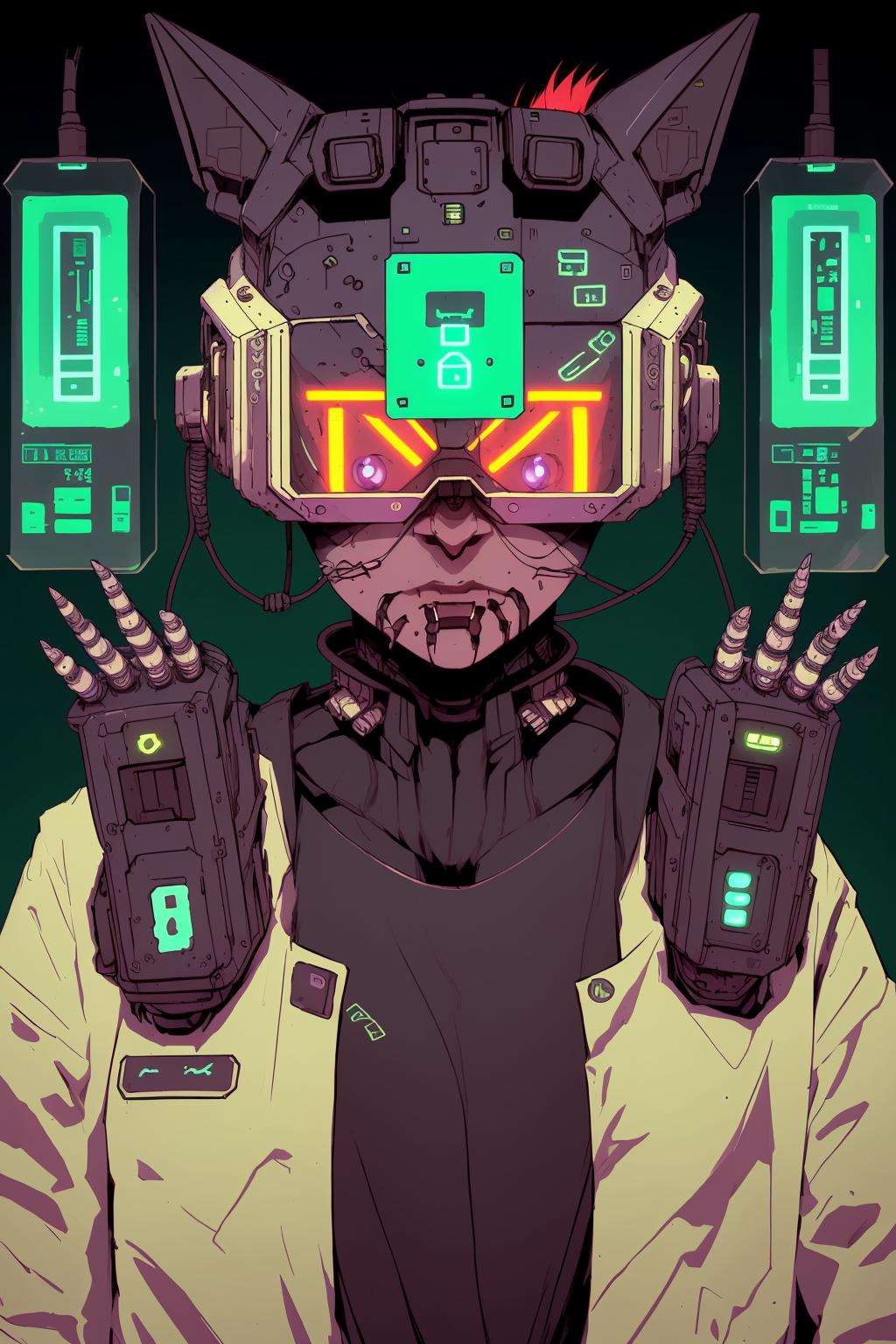 Cybernetic pet shop, glass enclosures housing robotic companions, their expressive LED eyes blinking with artificial emotions. , Cyberpunk_Anime