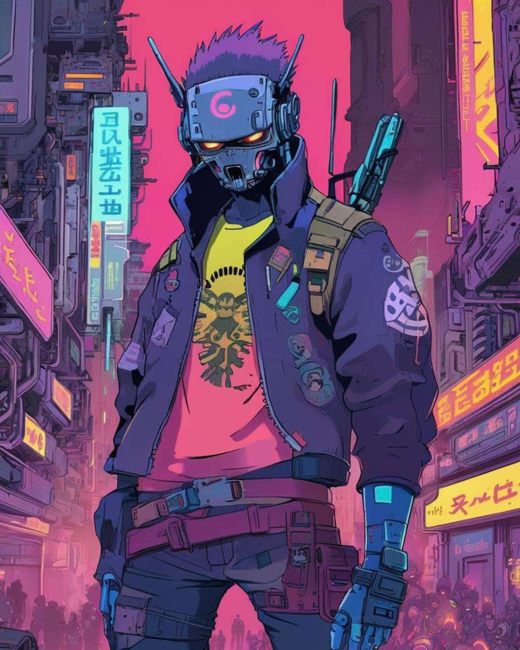 anime, A final stand, rebels and cyber-enhanced heroes rallying against an onslaught of digital monstrosities, the clash of worlds erupting in a blaze of neon and fury.,  cyberpunk, cyberpunk art, retrofuturism<lora:Cyberpunk _Anime_sdxl:1.0>