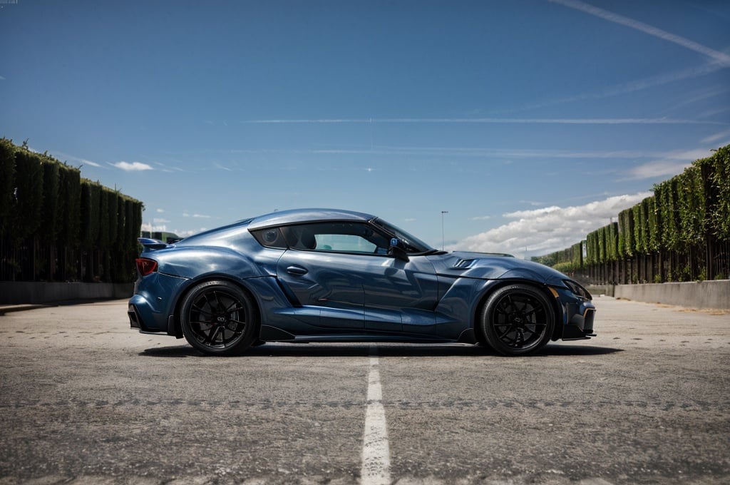 Supra
A captivating image of a Supra, its sleek silhouette painted in a mesmerizing pearlescent dark blue. The photo showcases the Supra's sporty design, with its low stance, aggressive lines, and aerodynamic curves. The scene is set in paris , surrounded by lush greenery and breathtaking views. The atmosphere is exhilarating, with a sense of freedom and adventure in the air. The photo is captured with a top-of-the-line Sony A7R IV camera, paired with a wide-angle lens to capture the Supra's presence and the scenic landscape. The camera settings are optimized to enhance the vibrant colors and intricate details.cinematography by Emmanuel Lubezki, photography by Annie Leibovitz, and fashion design by Alexander Wang.