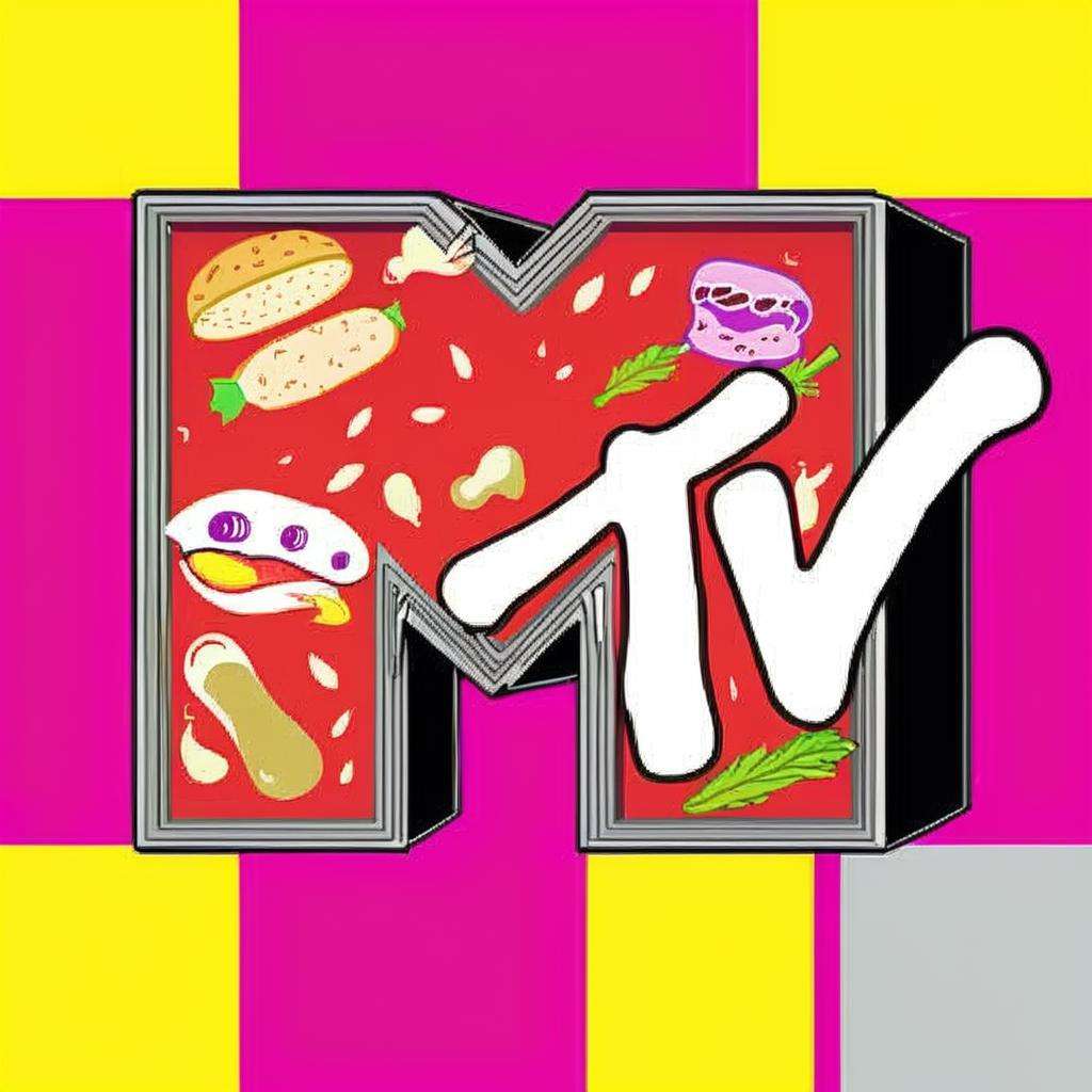 mtv logo , 90_mtv , Food, Beverages & Tobacco > Food Items > Soups & Broths<lora:90_mtv_sdxl:1.0>