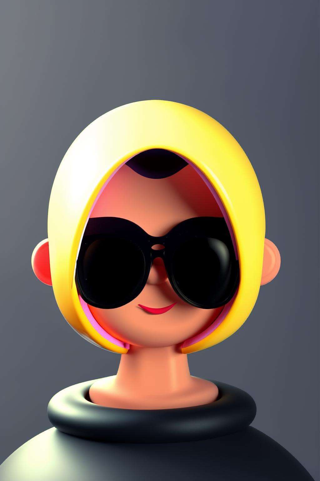 a woman with sunglasses and a hoodie ,  toy_face