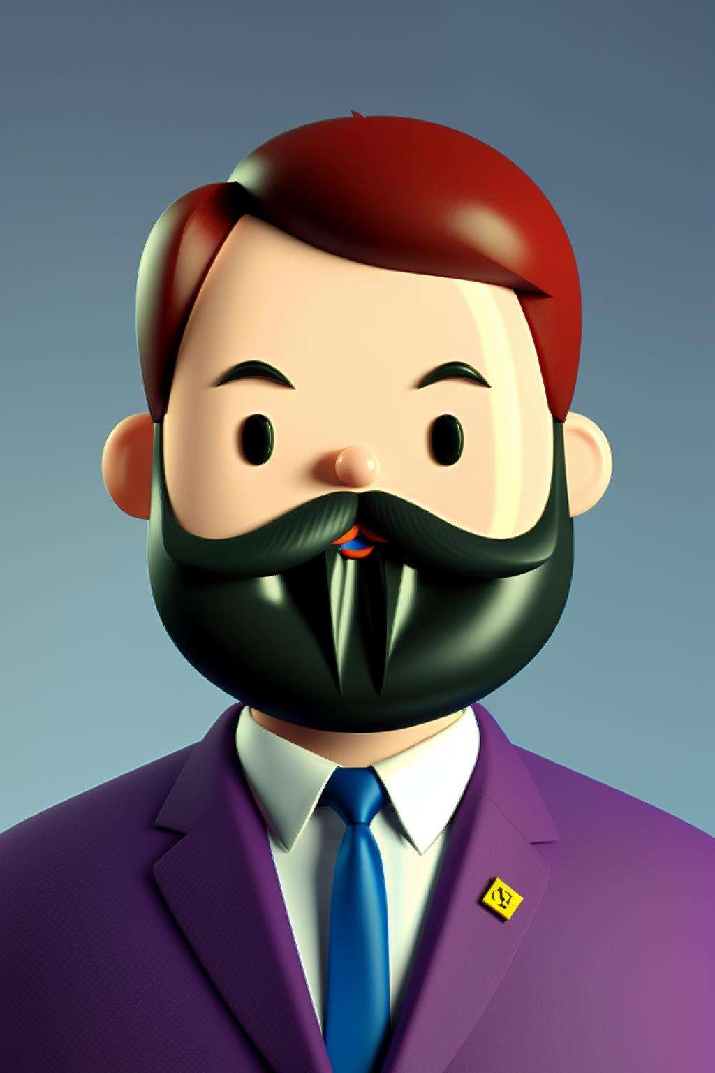 a man with a beard wearing a colorful suit and tie ,  toy_face