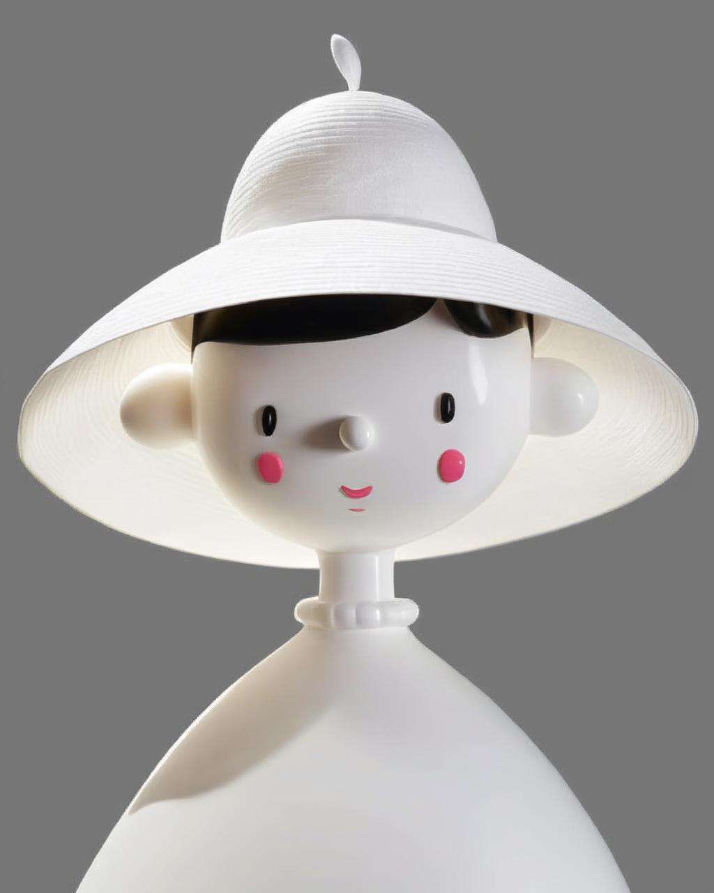 a woman wearing a white dress and a large hat , toy_face<lora:toy_face_sdxl:1.0>