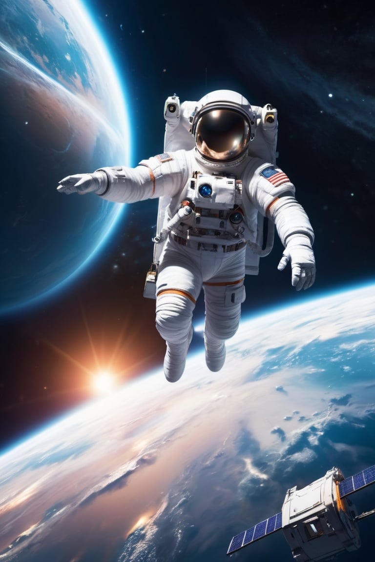 ethereal fantasy concept art of Astronaut floating in Space station dark light and cinematic view . magnificent, celestial, ethereal, painterly, epic, majestic, magical, fantasy art, cover art, dreamy
