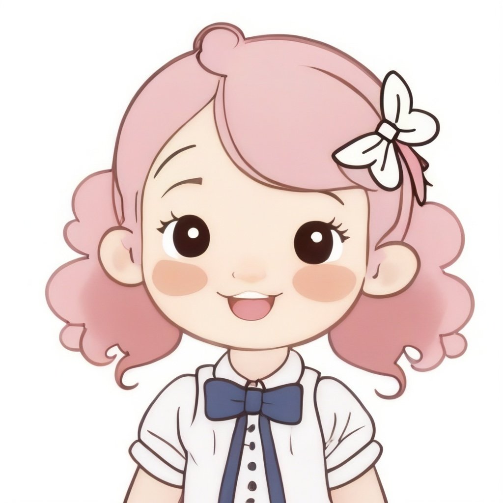 avatar cute, 1girl, solo, long hair, blush, smile, open mouth, bangs, simple background, shirt, white background, bow, closed eyes, upper body, pink hair, braid, :d, bowtie, star (symbol), twin braids, ^_^, pink bow, facing viewer