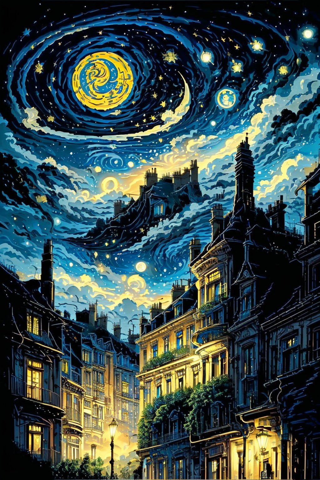 <lora:EpicArt-000008:0.8>, EpicArt, outdoors, sky, cloud, star_(symbol), tree, no_humans, window, night, moon, cloudy_sky, building, star_(sky), night_sky, scenery, starry_sky, house, crescent_moon, 