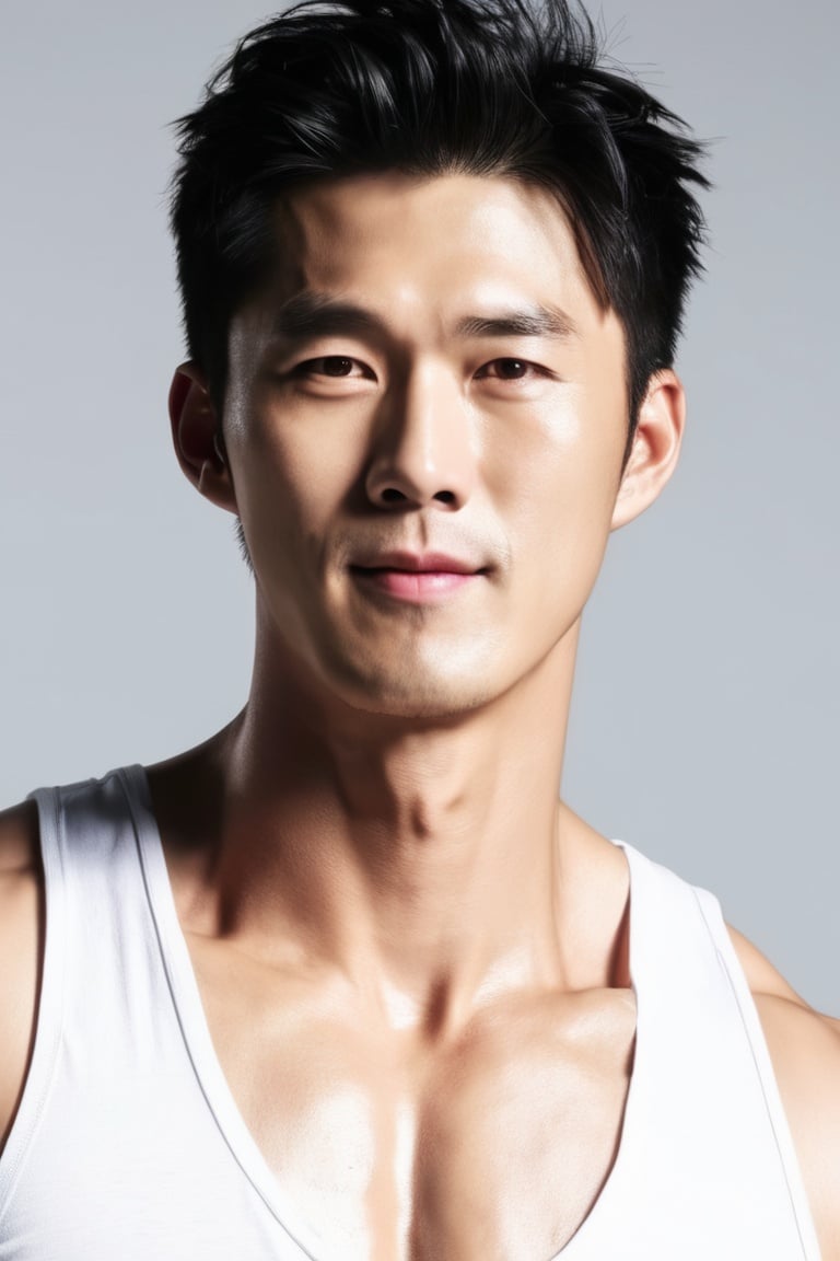 simple_background, 1man, handsome, portrait, upper body, detail skin, low-cut, sexy, realistic, asian,