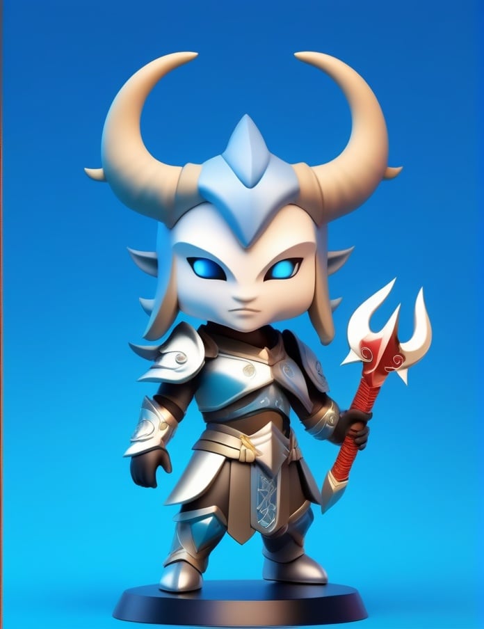 1boy, 3d figure, armor, blue background, blue eyes, chibi, fake horns, faux figurine, full body, helmet, holding, holding sword, holding weapon, horned helmet, horns, looking at viewer, male focus, solo, sword, weapon<lora:sdxl_3dfigure-000002:0.65>