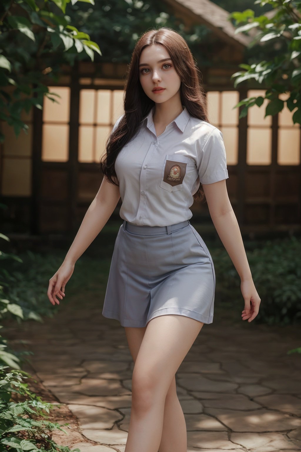 Hyperrealistic art cinematic photo ethereal fantasy concept art of sm4c3w3k, white clothes,full body  photo of the most beautiful bukub woman in the world wearing the sm4c3w3k, collared shirt,short sleeves, grey skirt, pocket,beautiful face,detail face,<lora:sm4c3w3k-05:0.8>  . magnificent, celestial, ethereal, painterly, epic, majestic, magical, fantasy art, cover art, dreamy . 35mm photograph, film, bokeh, professional, 4k, highly detailed . Extremely high-resolution details, photographic, realism pushed to extreme, fine texture, incredibly lifelike