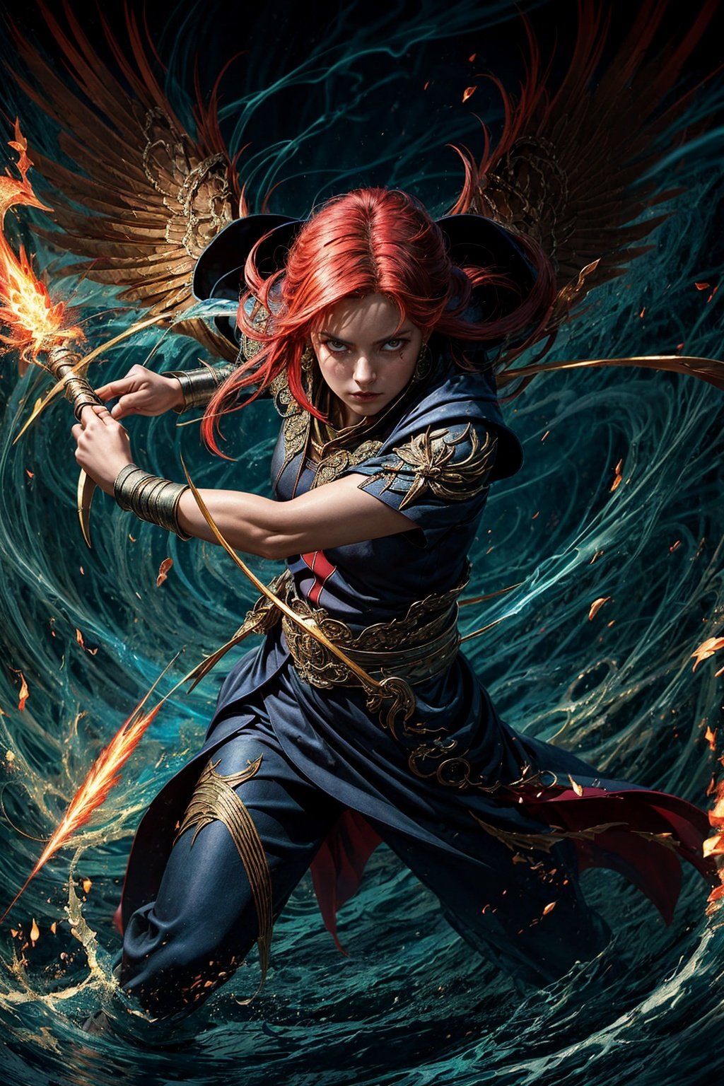 From the depths of mystique arises a rogue wizard of red lightning—scales shimmering, intricate wings unfurling with delicate grace. Crafted with intricate detail, she spirals amid a dance of sparks and smoke—an embodiment of elemental prowess.

Wielding a weapon of red lightning, she commands the electrifying forces with a master's touch. Wings beat, creating ripples in reality itself, bending elements to her will.

Her eyes hold a fusion of determination and cunning as she surveys her realm. Beauty and danger entwine, a captivating paradox that draws you into her compelling presence. In this scene, nature and artistry merge—a fantastical spectacle where the very elements bow to her arcane might.
Her hourglass shape evokes balance, wielding a weapon of red lightning—a symbol of her electrifying essence. Wings beat, rippling the world around her, bending elements to her command.

Peer into her eyes, a fusion of resolve and cunning, as she claims her dominion. Beauty and danger intertwine, an enchanting paradox pulling you into her compelling presence. In this scene, nature and artistry meld, where the fantastical ignites in a display of electrifying grandeur.,DonMV01dm4g1c