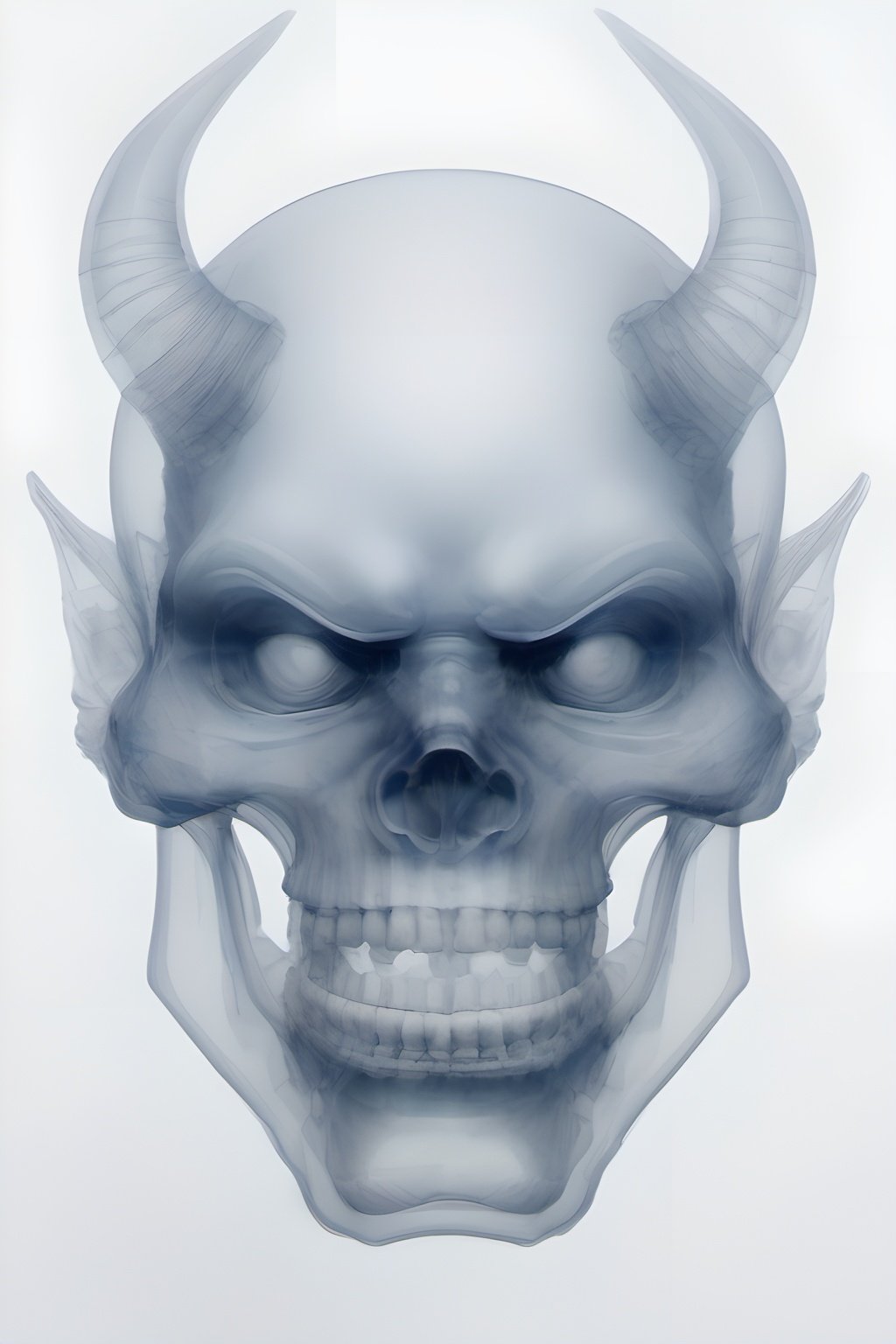 xray,transparent,head of a oni,skeleton,oni style