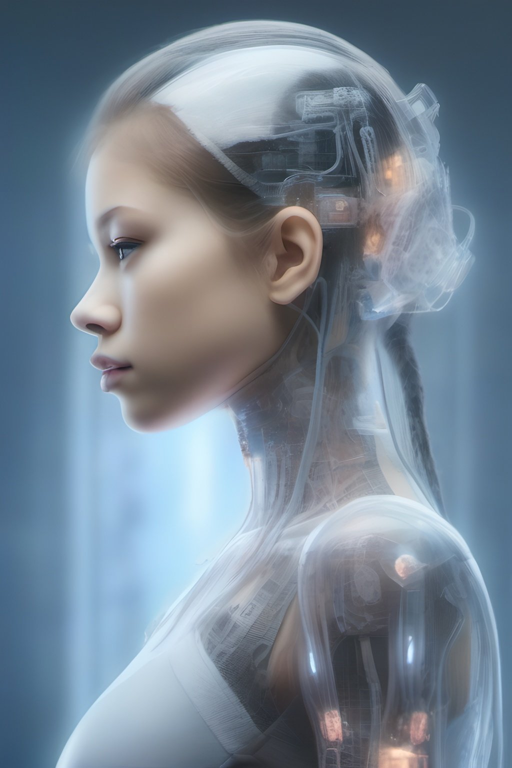 xray,transparent,1 girl,cyborg style