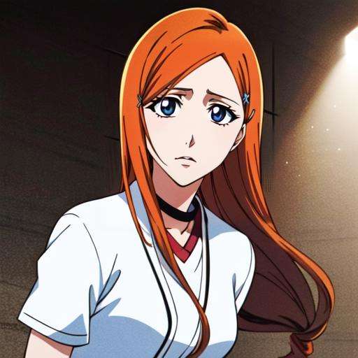 1girl, orange hair, long hair, gray eyes, hairclip, sportswear, ((detailed face and eyes)), perfect eyes, intrincate details, masterpiece, best quality, cinematiclighting, inoue orihime, anime ilustration, bleach art style, ((full body)), <lora:Orihime_Inoue:0.9>