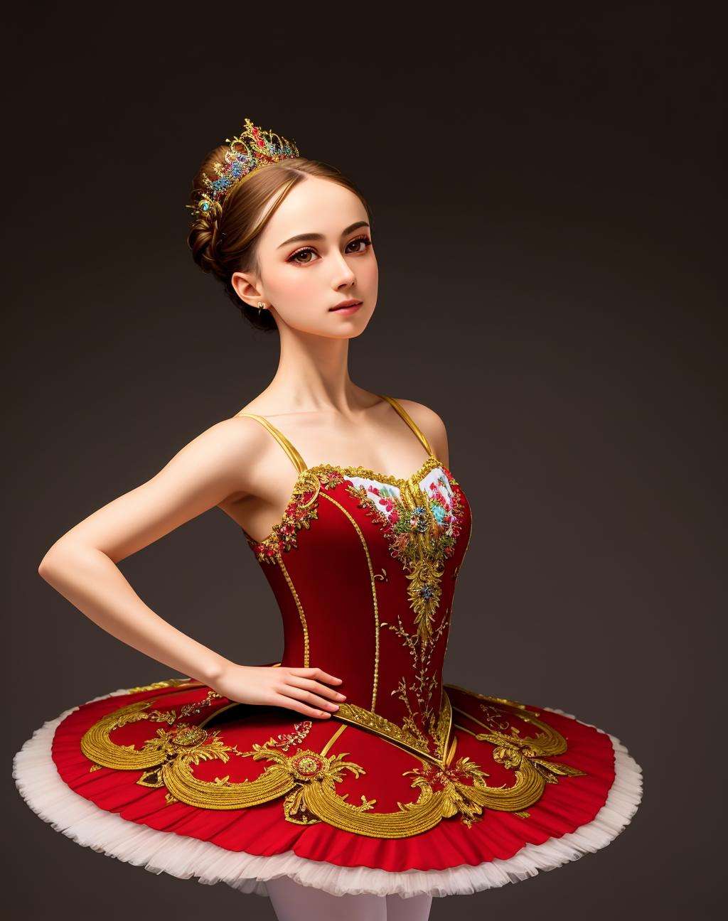 Masterpiece, absurdres,HDR ,highly detailed eyes and face, Primaballerina_tutu, short tutu,  a woman in a ballgown is posing for a picture ,wearing a Primaballerina_tutu, wearing a ballgown, ((full body picture))<lora:ballgownBallerina:0.7>