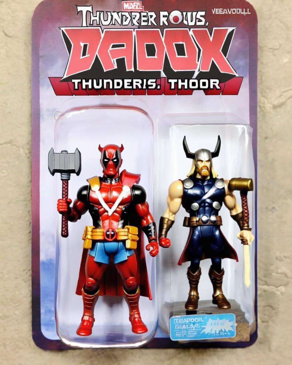 Deadthor: Combining Deadpool and Thor, this figure brings humor:0.5 and thunderous might:0.5 to any battle. <lora:Awe_Toys:1.0>