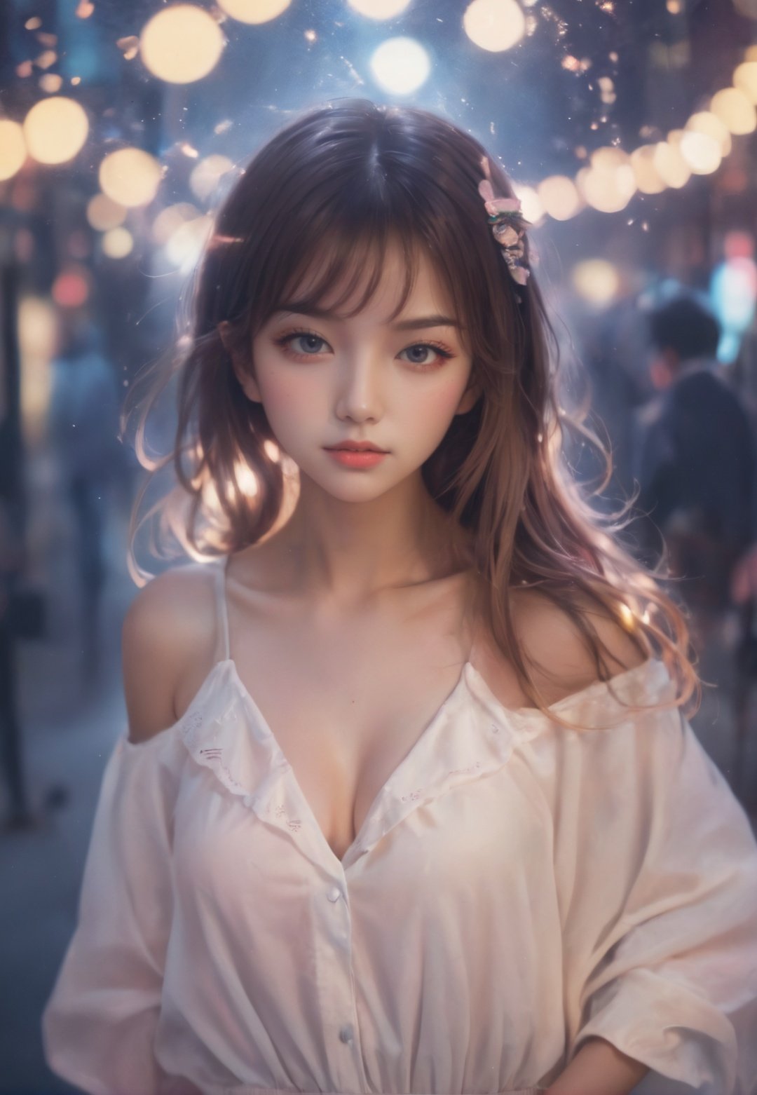 huge filesize,wallpaper,1girl,looking_at_viewer,light spot,<lora:light_spot_SDXL_V1.1:0.8>,glowing neon lights,1980s (style),simple background,retro artstyle,, 1girl,
