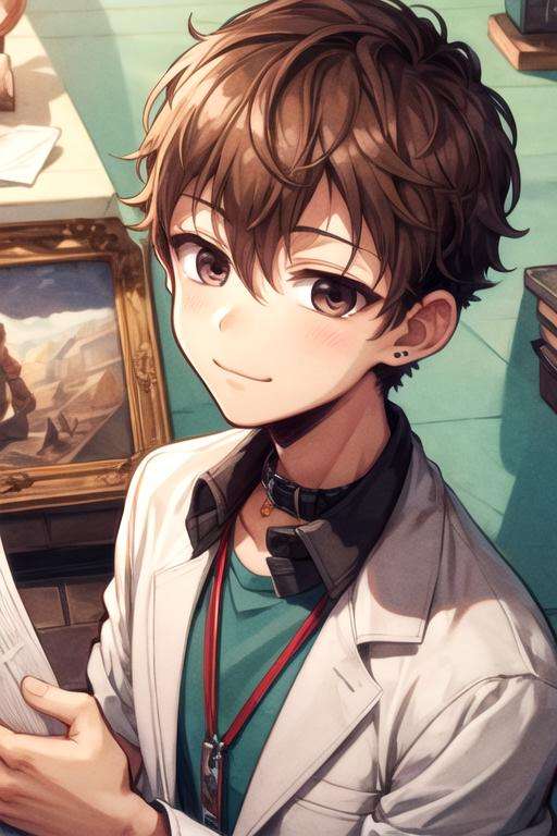 masterpiece, best quality, wallpaper, 1boy, solo, male focus, looking at viewer, upper body, , , , <lora:natsuhiko_hyuuga:0.70>, natsuhiko_hyuuga, brown hair, brown eyes, , , hard science fiction,