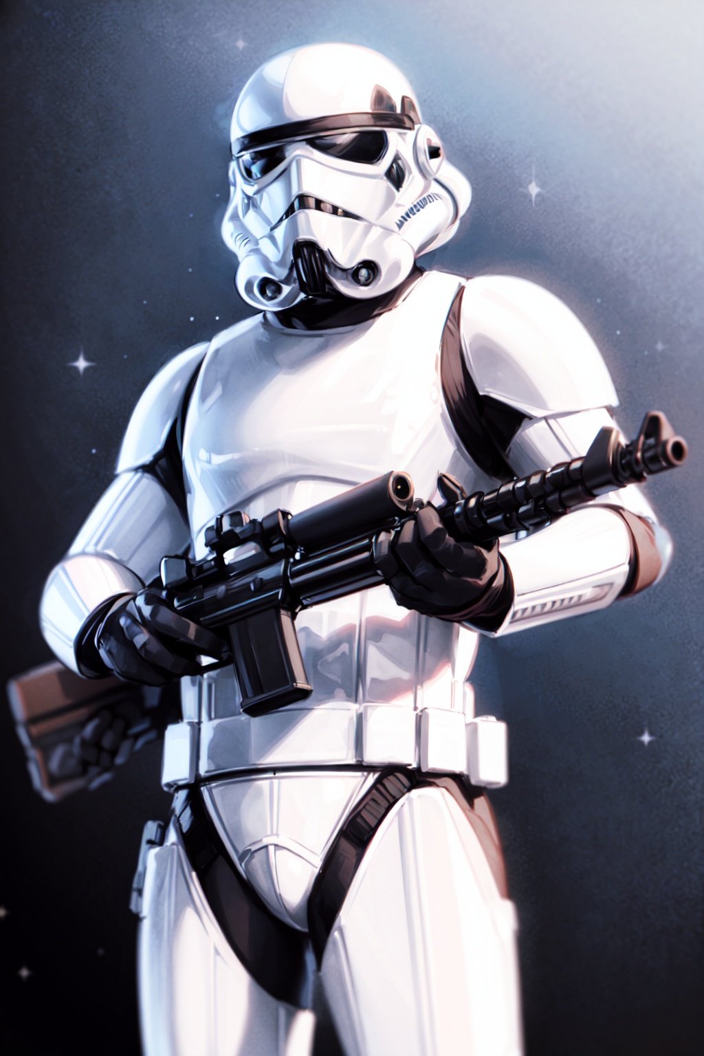 storm trooper, helmet, white armor, science fiction, star wars, pose, gun, rifle