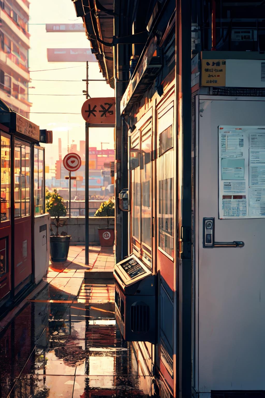 guweiz style, scenery, no humans, blurry foreground, blurry, door, phone booth, <lora:guweiz_style:1>