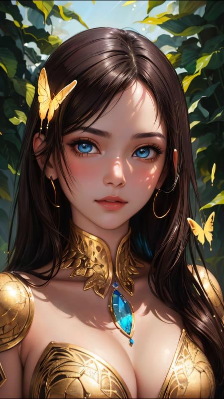 8k portrait of beautiful cyborg with brown hair, intricate, elegant, highly detailed, majestic, digital photography, art by artgerm and ruan jia and greg rutkowski surreal painting gold butterfly filigree, broken glass, (masterpiece, sidelighting, finely detailed beautiful eyes: 1.2), hdr, <lora:more_details:0.2>