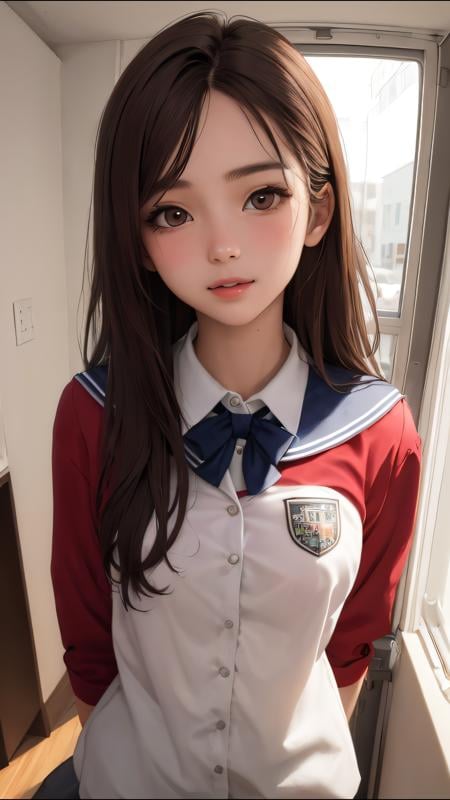 (best quality, masterpiece, perfect face) brown hair, 18 years old girl, medium tits, university uniform