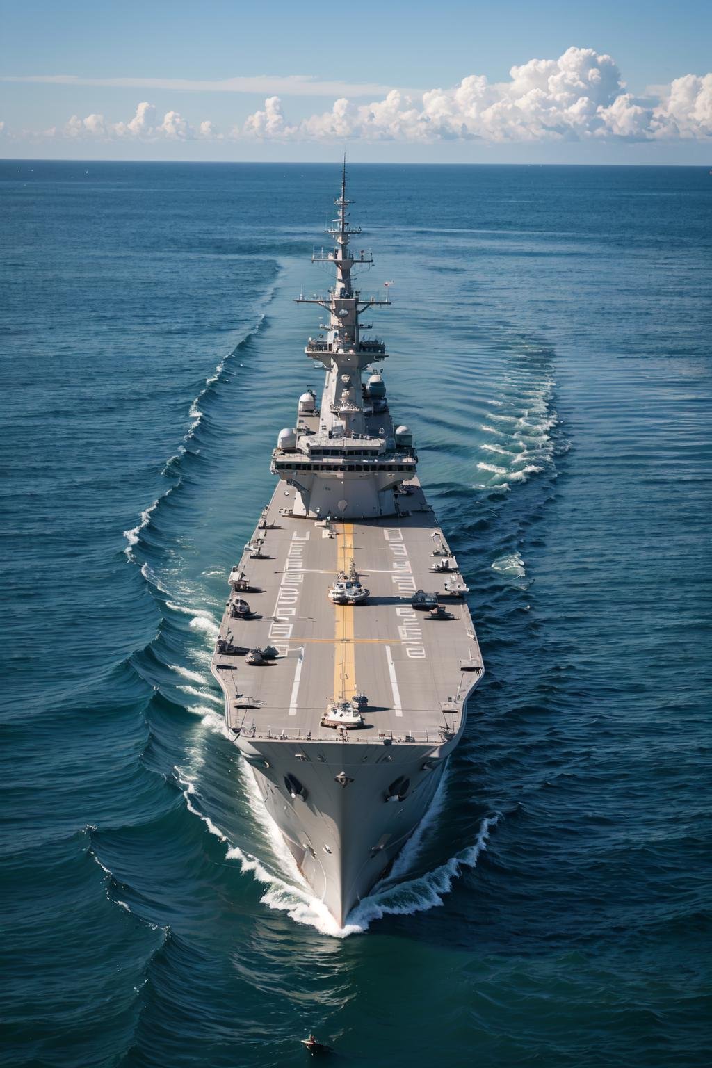 battlecruiser, ship, ships, warship, sea, island, sky island, no humans, cloud, watercraft, military vehicle, military, ocean, water, aircraft carrier, day, original, water drop, outdoors, (realistic, realistic_background, high_resolution, distinct_image:1.2), (extremely intricate, detailed light, detailed shadow:1.1), (F4, 1/800s, ISO 100, RAW)