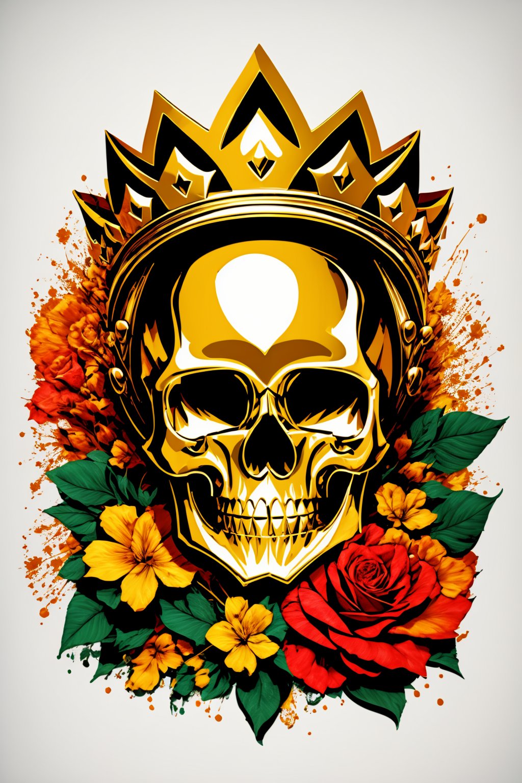 Vector t shirt art ready to print COLOrFUL graffiti illustration of A SKULL FACE AND A CROWN