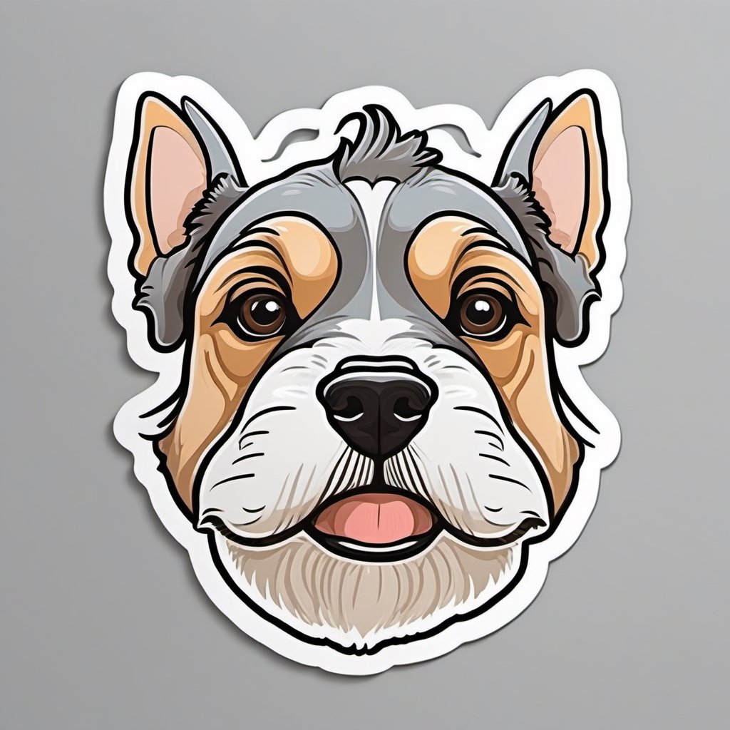  sticker,dog face, cartoon,outlines