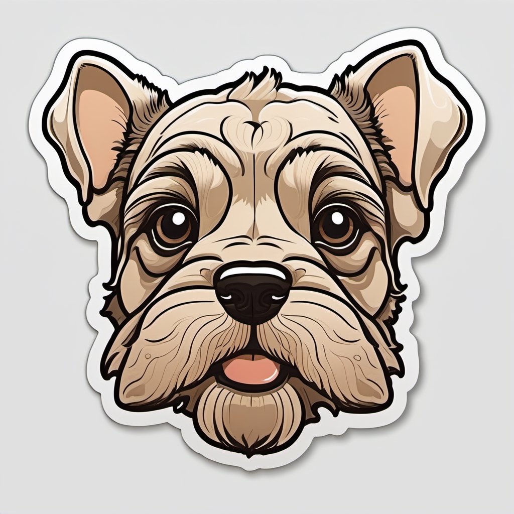  sticker,dog face, cartoon,outlines